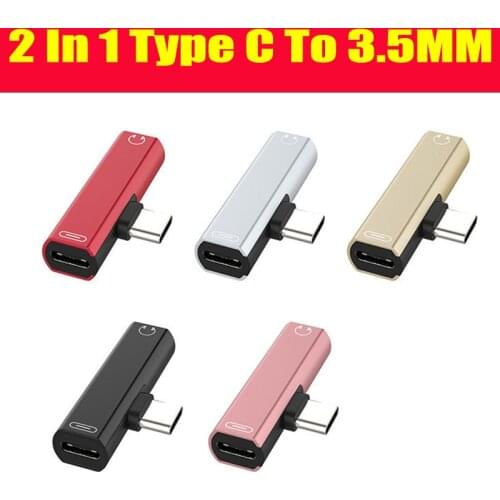 2 In 1 Usb Type C Converter To 3.5Mm Aux Jack Adapter Usb C Charging Extension Earphone Adapter For Xiaomi 8 For Huawei Iphone