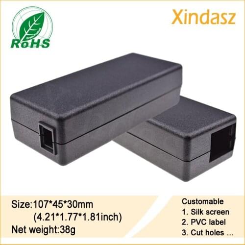 KS-005 2pcs/Lot) 107*45*30mm plastic Wiring box Plastic Project Box Enclosure small black plastic enclosure