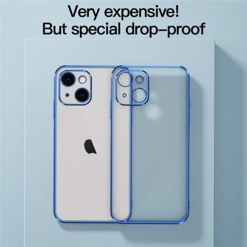 Plating Shockproof Transparent Silicone Phone Case for iphone 12 Pro Max 11 13 X XR XS 7 8 plus Camera Protection Soft Cover