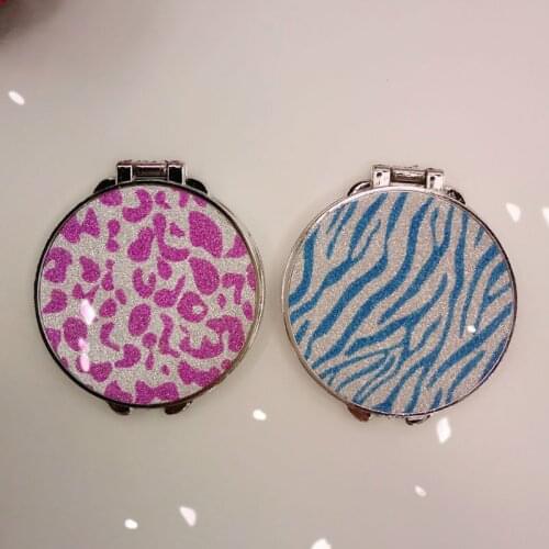 Drop Ship&Wholesale Round Glitter Mini Pocket Mirror Makeup Compact Foldable Double Dual Side Random Oct.23
