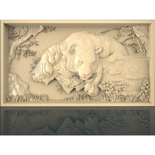 Relief Decor Painting Tiger STL Model for CNC Router 3D Printer Artcam Aspire Bas Relief