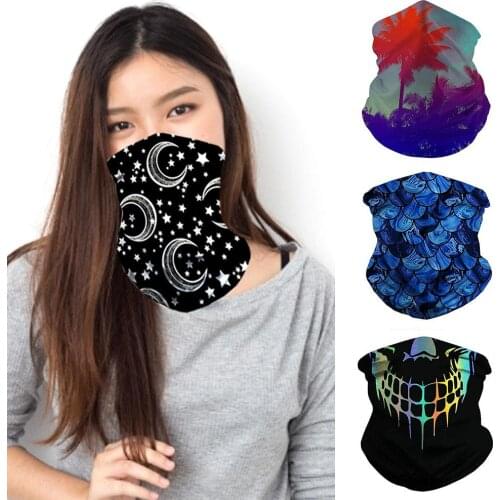 Unisex Moon Peach Digital Printing Anti-UV Face Cover Stretchy Breathable Outdoor Neck Gaiter Scarf Magic Riding Headscarf