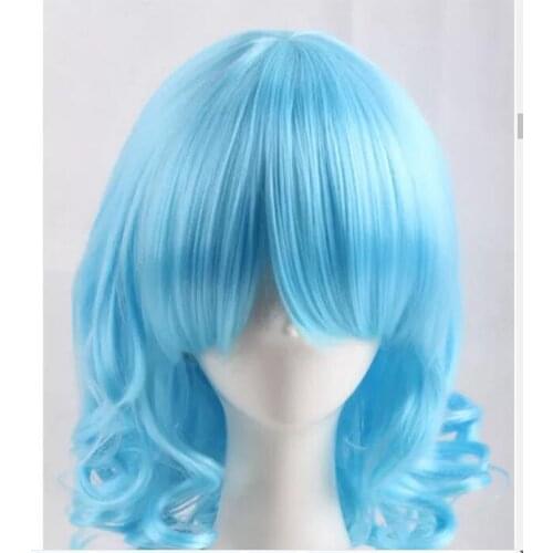 Shun Hot heat resistant AA Party hair Remilia Scarlet Blue Short Culy Cosplay Costume Wig (B0323)
