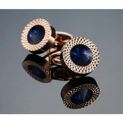 The high-end mens shirts Cufflinks rose gold cufflinks Crystal jewelry fashion design style French shirt accessories