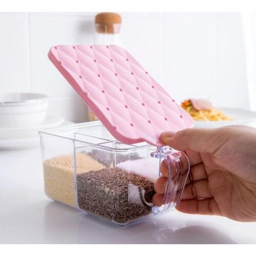 Multi Grids Plastic Seasoning Box Kitchen Salt Sugar Storage Boxes Holder Spice Jar Condiment Cruet Home Kitchen Tools