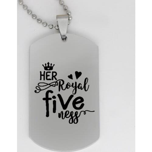 Ufine jewelry Her royal five ness pendant army card gift for girl five birthday stainless steel necklace N4111