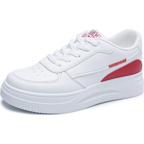 Womens Shoes Flat Shoes All-match Vulcanized Shoes Casual PU Tenis Feminino Cozy Running Shoes Thick-soled Women Athletic Shoes