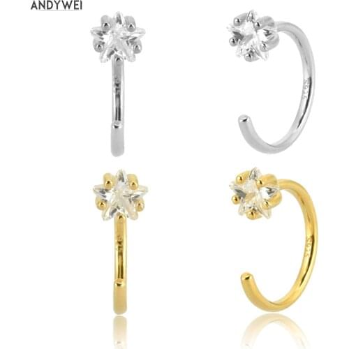 ANDYWEN 925 Sterling Silver Thread Cuff Earring Pin Women Piercing For Rock Punk Luxury Jewelry Ohrringe Pendientes Fashion