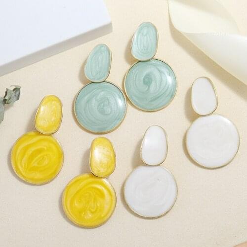 Fashion Korean Earrings for Women Matte Candy Color Geometric Drop Dangle Earrings Girls Trendy Party 2021 New Jewelry Gifts
