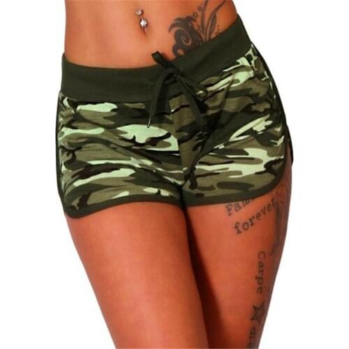 Ladies Sporty Shorts Plus Size Camouflage Print Casual Slim Drawstring Elastic Waist Lady Fitness Jogger Shorts short femme