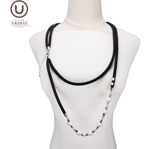 UKEBAY New Boho Handmade Necklaces Pearl Pendant Necklace For Women Luxury Jewelry Rubber Jewelry Wedding Accessories Wholesale