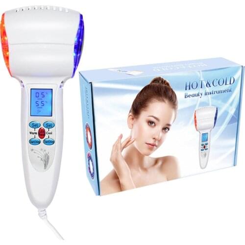 LCD Digutal Hot Cold Hammer Ultrasonic Facial Skin Lifting Anti-aging Face Rejuvenation Machine Red Blue Photon Beauty Massager
