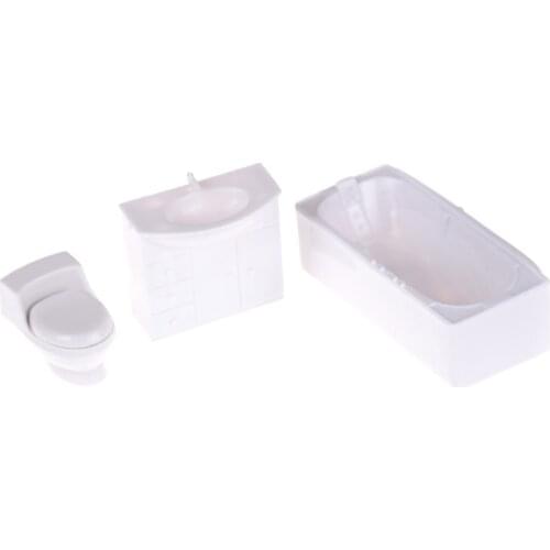 1/3pcs/set Closestool Bathtub Wash Basin Model Set Pretend Play Bathroom Toys for Kids Children 1/25 Dollhouse Miniature