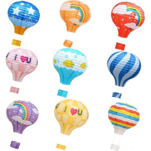 1pc 10inch 25cm Paper Lanterns Rainbow Hot Air Balloon Paper Lantern Chinese Party Ball Lamp Decor Birthday Wedding Supplies