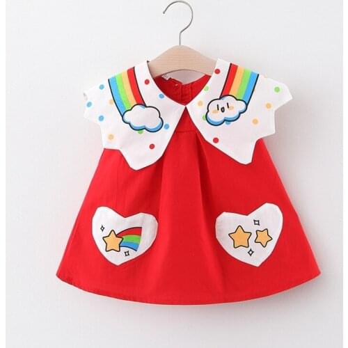2020 1-4T Toddler Kids Baby Girl Cute Princess Dress Rainbow Star Summer Printed Party Tutu Dress Cute Fashion Backless Sundress