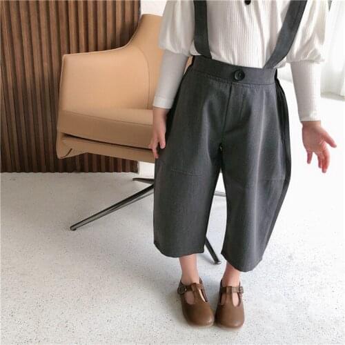 2021 Spring Autumn New Toddler Girls Loose Overalls Suspender Trousers Fashion Children Party Jumpsuit Children Clothes 1-8Yrs