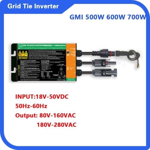 500W 600W 700W Micro Solar Inverter MPPT Solar Grid Tie DC18V-50V to AC 110V-230V 50HZ/60HZ Solar PV Inverter IP65
