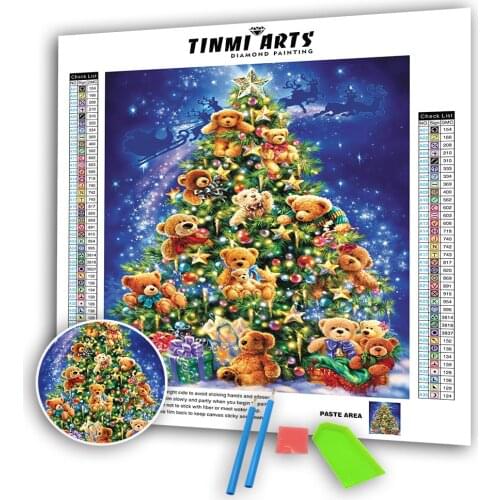 5D Christmas Tree Diamond Paintnig Cartoon Home Decoration Full Layout Crystal Handicraft Rhinestone Picture Beaded Gifts