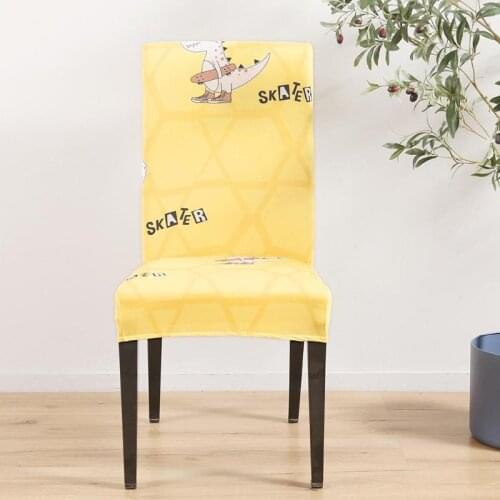 6pcs Digital Print Removable Stretch Short Chair Seat Cover Elastic Slipcovers Absorbing Moisture Breathing Full of Elasticity