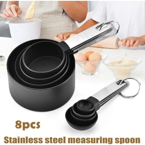 8Pcs/Set Stainless Steel Measuring Cups Spoons Set Kitchen Baking Tools