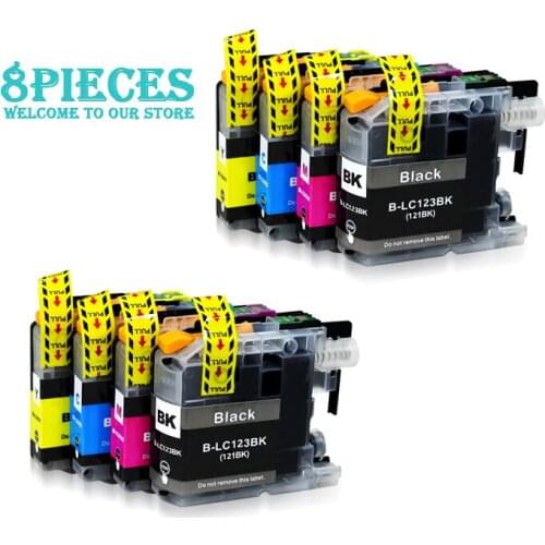 8X LuoCai Compatible Ink Cartridges for Brother LC123 LC121 MFC-J470DW J650DW J870DW J245 DCP-J552DW J752DW J132W J172W printers