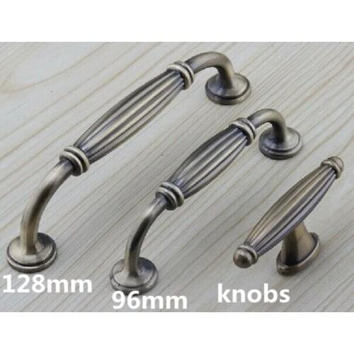 96mm kitchen cabinet handles Bronze Cupboard Pulls Antique Zinc Alloy Drawer Dresser Wardrobe Furniture Handle Pull Knobs 128mm