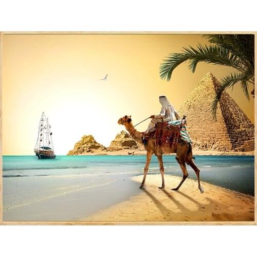 5D Desert Camels Egypt Pyramid Diamond Embroidery Diamond Painting Full Round Diamond Mosaic Needlework pictures Numbers FG2100