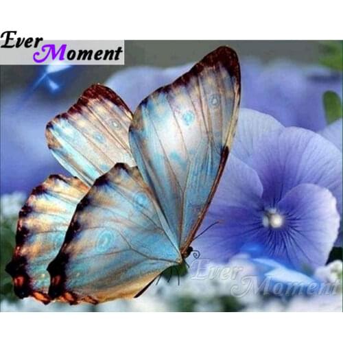 Ever Moment Diamond Embroidery Blue Butterfly Diamond Mosaic Full Square Drills Home Decoration Artwork Diamond Painting ASF1116