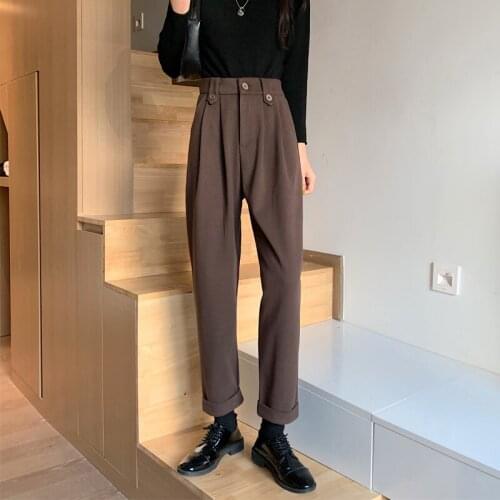 Make cloth pants female qiu dong haroun pants nine points radish height pants pipe loose big yards dress pants