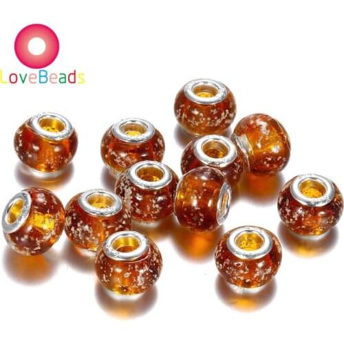 10Pcs New Luminous Round Loose Big Hole Beads Silver Plated Fit European Pandora Bracelet Snake Chain Spacer Hair Beads Jewelry