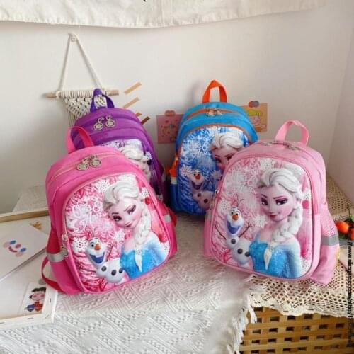 Disney Schoolbag Boys Grade 1-6 Childrens Bag Girls Frozen Elsa Backpack Travel Bag Waterproof and Wearable Backpack