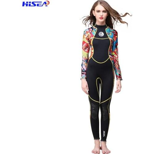 Women 3MM Scuba Neoprene Wetsuit SwimWear Full Body Long Sleeve Spearfishing Back Zip Sun Perfect Surfing Snorkeling Diving Suit