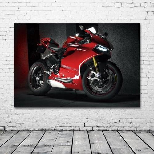 Ducatis 1199 Panigale Red Motorcycle Racing Home Decor Wall Art Posters Canvas Printed Living Room Decorations