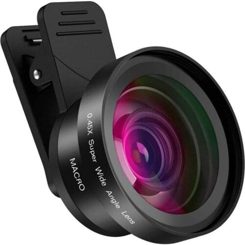 Mobile phone lens HD without distortion 0.45X wide-angle +12.5X macro two-in-one external camera lens