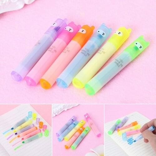 H4GA 6x Korean Creative Mini Highlighter Lovely Cartoon Marking Pen Office Stationery
