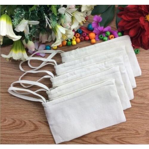 11*20cm Pure white cotton canvas cosmetic Bags DIY women blank plain zipper makeup bag phone clutch bag keychain bag SL6090