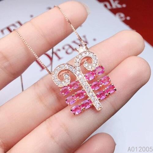 KJJEAXCMY Fine Jewelry 925 Sterling Silver inlaid Natural pink sapphire Female new Pendant Necklace noble Support test