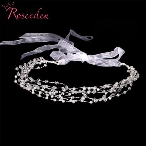 L Wedding Hair Accessories crystal Pearl Wedding Hairbands Headband Tiaras Romantic Bridal Handmade Hair Vine RE3289-2