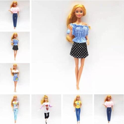 Fashion Clothes For Barbie Dolls Accessories Outfits Set Shirt Top Skirt Pants Trousers 1/6 BJD Dollhouse Toy for Girl Gift DIY