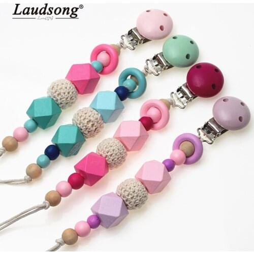 Handmade Natural Wood Pacifier Chain For Kids Toys For Jewelry Baby Teething Chain Making