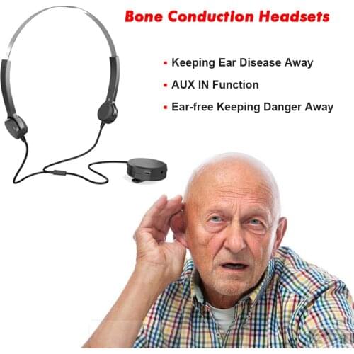Bone Conduction Headsets Wired Sports Headphones for People with Hearing Impairment Sound Pick-up AUX IN Function Hearing Aids