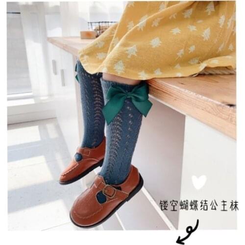 Socks Bow Summer Spring Autumn Mesh Newborn Baby Girls Kids for Winter Non-slip Terry Cotton Princess Knee High Long socks