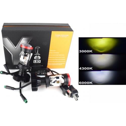 New Canbus LED H4 Bi LED Lens H4 Mini Projector Lens 30000 lumen H4 LED Bulbs High Low Beam Headlight 3000k 4300k 6000k LHD RHD