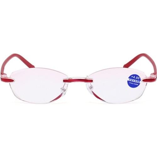 +1.0 +1.5 +2.0 To +4.0 New Frameless Anti-blue Light Reading Glasses Women Ladies Red Frame Presbyopia Eyewear Frames Lesebrille