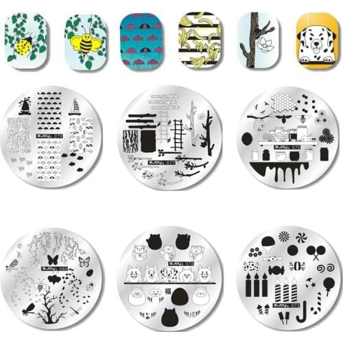 Nail Stamping Plates 2018 Bee Birdie Summer Flower Cute Anime Image Gel Nail Template Stencils Manicure Template Tool