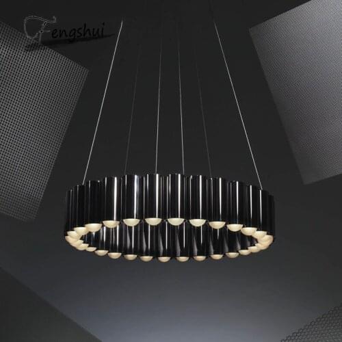 Postmodern Luxury LED Chandelier Round Water Pipe Art Personality Designer Villa Living Room Dining Room Lighting Interior Decor