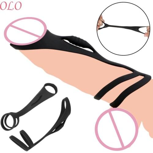 Silicone Reusable Third Ring Sex Toys for Men Delay Ejaculation Penis Ring Cock Ring