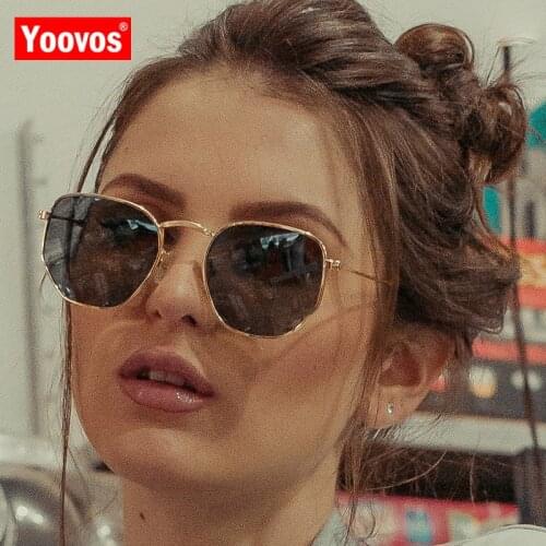 Yoovos Fashion Mirror Square Small Frame Sunglasses Woman Women Vintage Classic Colorful Mercury Ocean Film Metal Sun Glasses