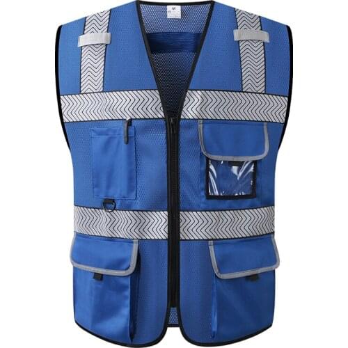 Construction Safety Vest Reflective Security Guard Vest Multipocket Work Tool Vest Mesh Tank Top Men Ninght Running Protector