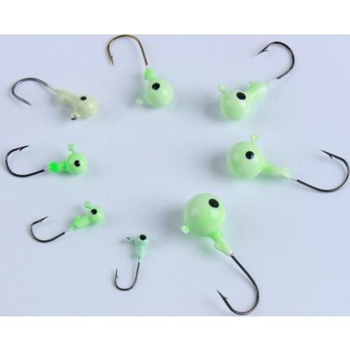 Glow Jig Head Fishing Hooks Lures Hard Bait For Worms Shrimp Freshwater Saltwater Fishing Heads Fishing Tackle Hook